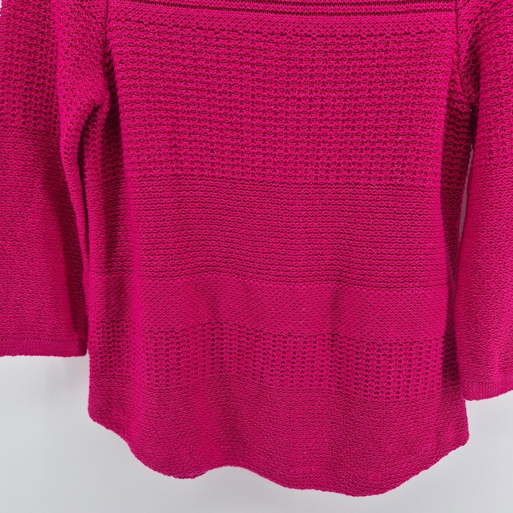 Chicos Chunky Knit Sweater Fuchsia Pink Boat Neck Womens Size 0 Small Preppy - Picture 3 of 10
